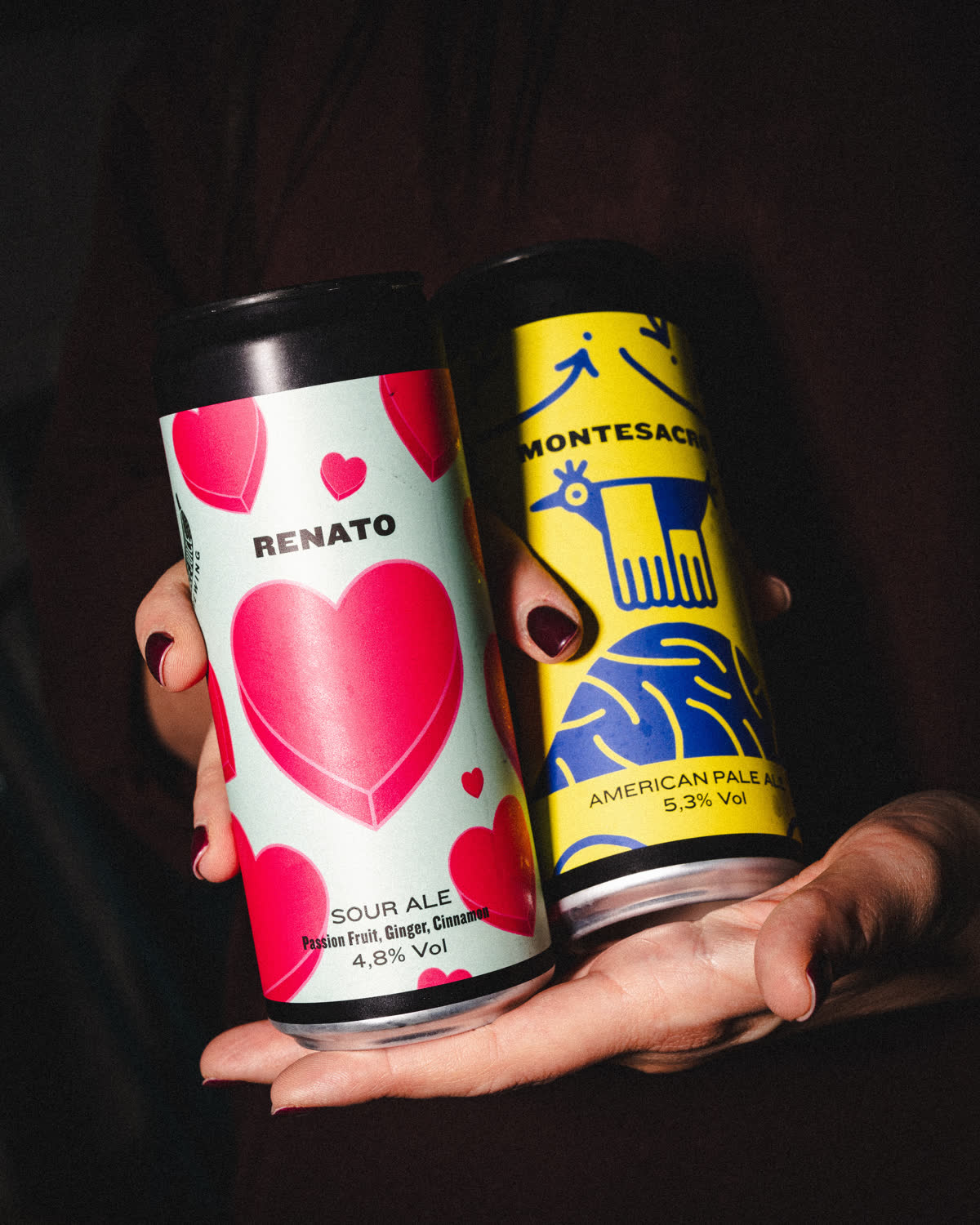 due lattine di birra artigianale, Renato e Montesacro