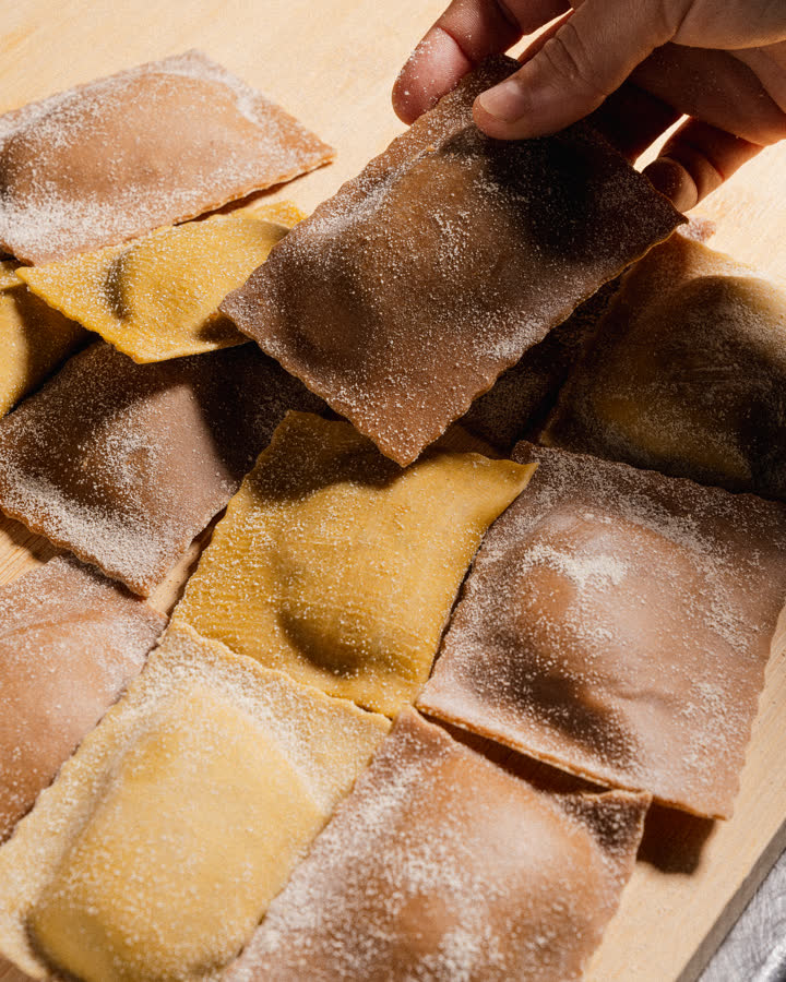 ravioli freschi appena fatti